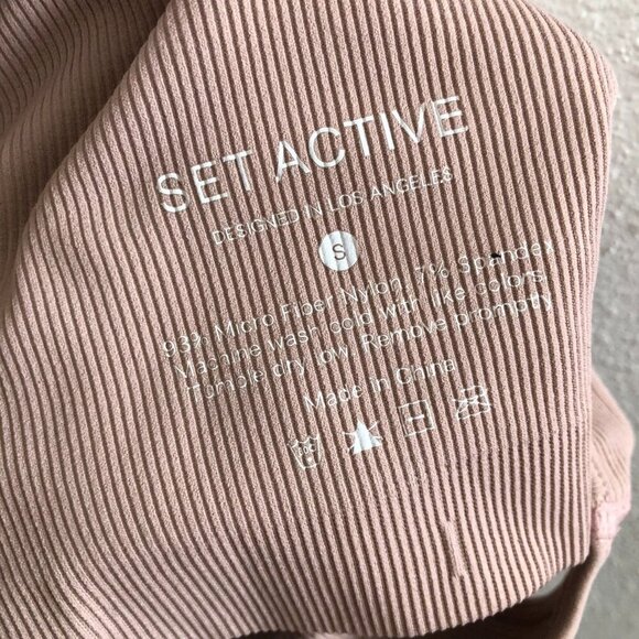 SET ACTIVE Scultpflex Ribbed Amethyst One Shoulder Bra + Leggings Size Small - Picture 5 of 13